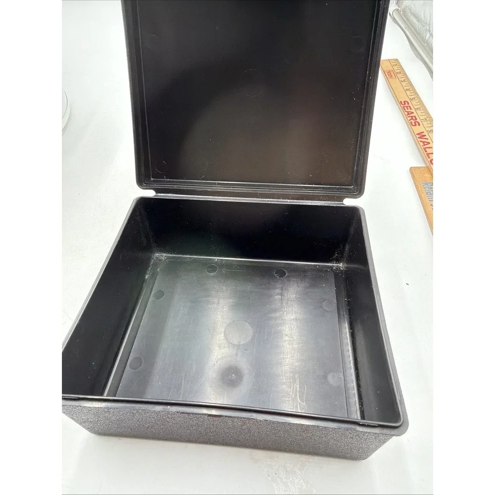 Vintage Evco Plastic File Box Black With Brown Top